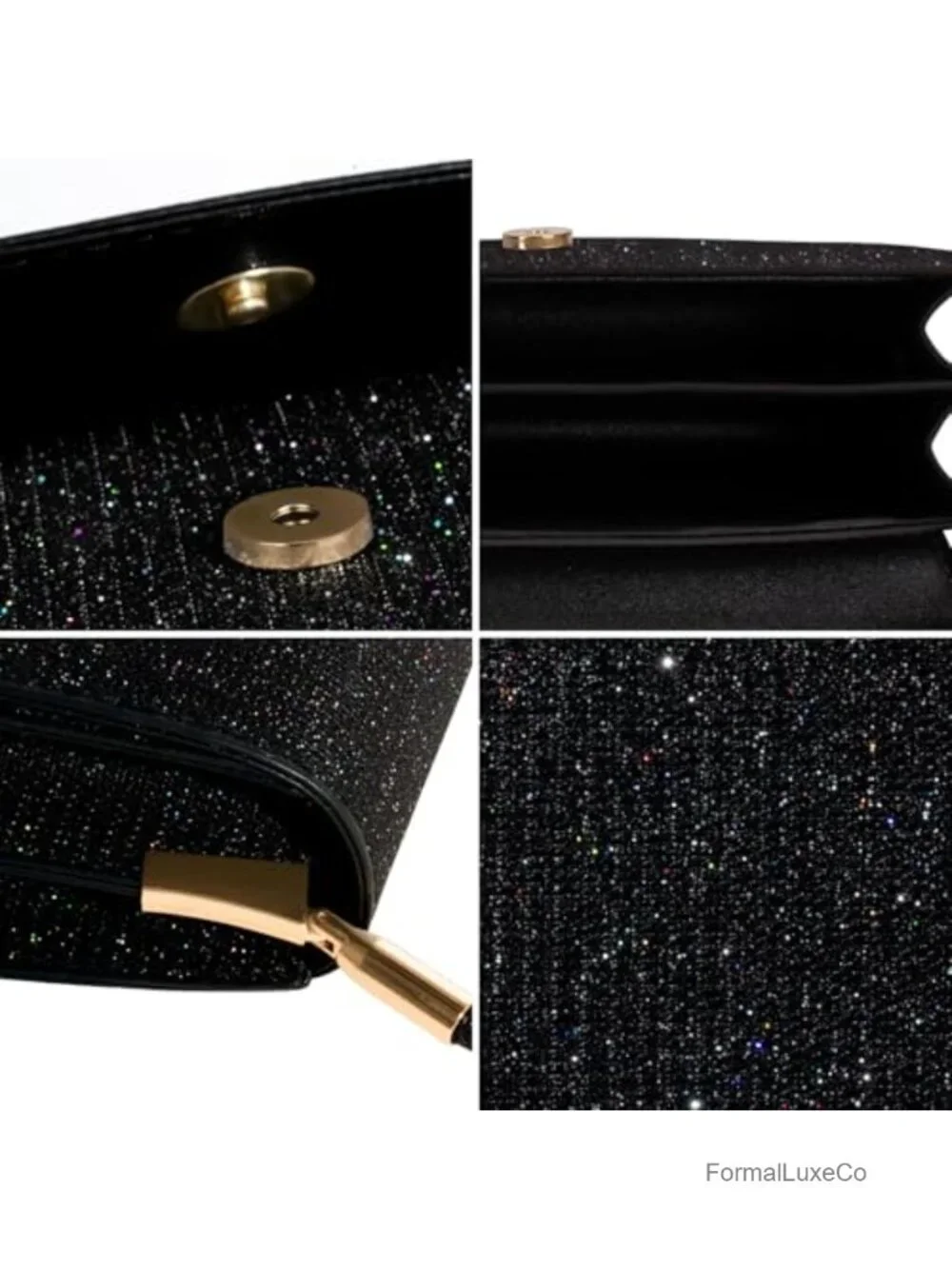 Sparkling Trapezoidal Envelope Clutch Purse with 2 Compartments for Party